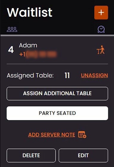waitlistparty to a table that’s already reserved